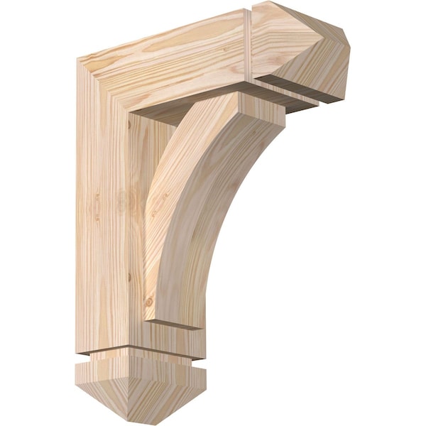 Ekena Millwork Thorton Arts and Crafts Smooth Bracket w/ Offset Brace, Douglas Fir, 5 1/2"W x 14"D x 18"H BKT0604X14X18THR03SDF - main